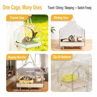 Cage de transport portable pour petits animaux, en acrylique transparent, avec corde de transport tressée détachable, fermeture à bouton-poussoir, capacité 2 kg