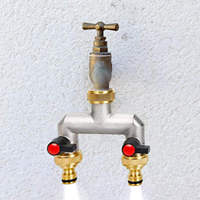 Distributeur d'eau de jardin bidirectionnel 3/4 po - Robinet d'arrosage à double fermeture (Laiton / Alliage de zinc disponible)
