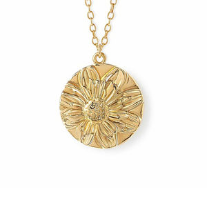 Collier pendentif marguerite sculpté en argent 925 plaqué or 18 carats, best-seller Gemnel 2025 - Product Image 1