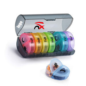 Round Medicine Box PP Case Portable Colorful Weekly Pill Box Can Be Reused Storage Pill Case 7 Day Medicine Box