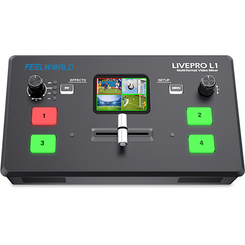 FeelWorld LIVE PRO L1 V1 Quad  Multi-Format Mixer Switcher With USB Live Streaming