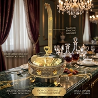 Modernes, langlebiges 8L Gold-Edelstahl-Chafing-Dish-Buffet-Speisenwärmer-Set – Hocheffiziente Speisenwärmer für Restaurants