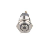 Interruptor de Botón Pulsador de Acero Inoxidable de 22mm 25mm con Cabeza Plana, Impermeable, Antipolvo, Momentáneo, 5A 250V 1NO+1NC y Anillo LED
