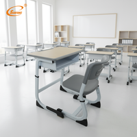 Ensemble Chaise et Bureau d'Étudiant Réglables en Acier et Bois, Mobilier de Classe Personnalisé, Table d'Étude Robuste, Mobilier Scolaire Durable