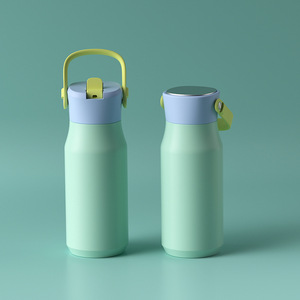 Custom Molded Thermos Cup Light Green 500Ml Travel <b>Bottle</b> With Three Lid Design For Home Car Office Outdoor Use - Product Image 1