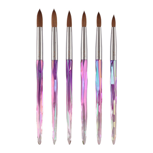 Pinceau à ongles en acrylique Kolinsky personnalisable, manche irisé violet cristal, pour salon, maison, manucure DIY, extension d'ongles, sculpture - Product Image 2