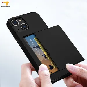 Slider Credit Card Protection Holder Back Mobile Phone Case With Wallet Waterproof For iPhone 14 15 S24