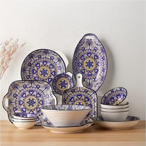Ensemble d'assiettes et de bols en porcelaine durable à motifs scéniques de style bohème pour l'exportation - Product Image 3