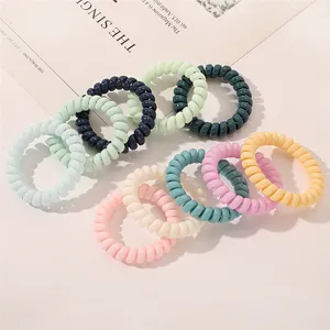 Macaron Color Telephone Wire Hair Band Hair Coils Elastic Hair Ties For Distributor And Retailer