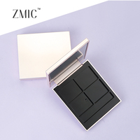 Boîtier carré 4 couleurs pour fards à paupières avec miroir, en ABS, vide, argenté, pour palette de blush crème, étui compact de luxe pour poudre de maquillage facial