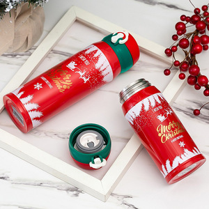 Christmas Pop-Up Cup Stainless Steel Tumbler Red Insulated Holiday Gift Present 500Ml - Product Image 1