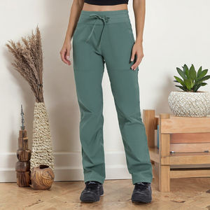 Pantalon de yoga décontracté à taille haute pour femme, à carreaux, ample, jambe droite, séchage rapide, respirant, long, avec cordon de serrage, strass - Product Image 3