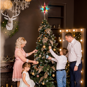 Décoration de sommet d'arbre de Noël en fer forgé, étoile dorée pour le sommet de l'arbre, accessoires pour créer une ambiance festive à <span class=keywords><strong>la</strong></span> maison - Product Image 5