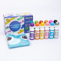Marqueurs à points de peinture lavables, pointe en feutre 2 oz à base d'eau non toxique Bingo Dabber Pens pour dessin éducatif Art Coloring Markers