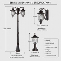 Lampes d'extérieur étanches à ampoules incandescentes, luminaire de cour, pilier de porte en aluminium, applique murale de villa, lumière d'hôtel en forme de citrouille