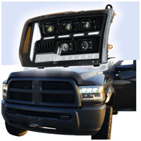 Nouvel ensemble de phares LED à 5 lentilles HuaFuXing pour Dodge Ram 1500 2500 3500 (2009-2018) – Amélioration du projecteur, 500 % plus lumineux (paire)