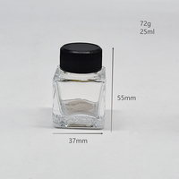 Bouteilles en verre d'encre transparente de forme carrée personnalisée de haute qualité 15ml 25ml 30ml 50ml avec couvercle à vis phénolique
