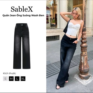 Jeans Anchos Negros SableX de Moda Premium (Corte de 25 cm en el Muslo) Aptos para Hombres y Mujeres, Estilo Casual Urbano - Product Image 4