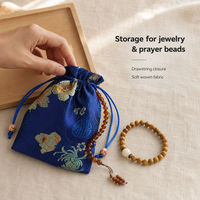 Pochette à bijoux en brocart chinois avec cordon de serrage, double couche, couleur unie, sac de rangement sécurisé pour cadeaux, 16 tailles et couleurs