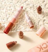 Crayon fard à paupières 5-en-1 minéral métallique scintillant haute pigmentation, waterproof longue tenue, illuminateur et crayon effet serre-lèvres pour maquillage facile