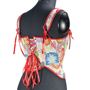Corset Jacquard Rétro avec Rubans aux Épaules, <span class=keywords><strong>Bustier</strong></span> <span class=keywords><strong>Médiéval</strong></span> Victorien à Baleines, Top Push-Up pour Femme, Serre-Taille à Ourlet Ondulé - Product Image 6