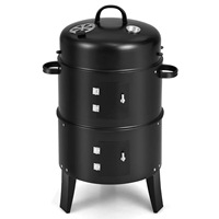 Barbecue au charbon de bois 3 en 1, fumoir portable, rôtissoire de barbecue d'extérieur, barbecue en acier pour le camping, fumoir-grill