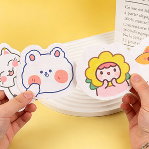 ผ้าเช็ดจานเยื่อไม้บีบอัดลายการ์ตูน ฟองน้ำดูดซับน้ำมันและน้ำได้ดี สำหรับทำความสะอาดห้องครัว - Product Image 6