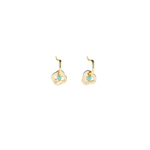 Pendientes de Moda con Diseño de Flor Blanca y Turquesa en el Centro, Acero Inoxidable 316L con Baño de Oro PVD, Resistentes y Sostenibles - Product Image 2
