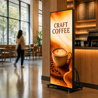 Özelleştirilmiş IP65 Taşınabilir Reklam Posteri LED Ekran P1.25 Hareketli Ayaklı Stand 45kg Restoran Cafe Bar Asansör Menüsü için