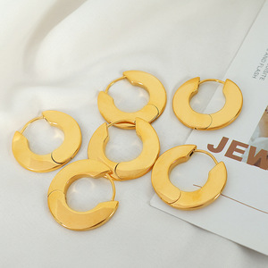Geometric Hoop Earrings Gold Silver U Shape <b>Titanium</b> Steel Everyday Wear Unisex - Product Image 2