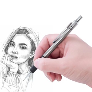 Crayon mécanique en métal 0,5 mm HB avec grip souple en silicone, outil de dessin technique pour l'ingénierie, l'esquisse, les étudiants et les examens, porte-mine - Product Image 2