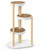 Arbre à chat moderne à 3 niveaux en bois, avec poteaux à gratter en sisal et plateformes rondes, pour chats d'intérieur - Vente en gros fabricant