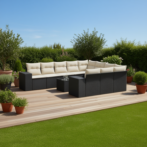Set di Divani da Esterno in Polyrattan Nero Moderno, Collezione di Mobili da Giardino - Product Image 2