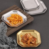 Barbekyu Jepang Sushi datar restoran makanan penutup piring makan baja nirkarat perangkat masak piring segi delapan makanan pernikahan nampan