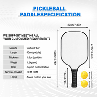 Vente en gros usine – Raquette de pickleball portable en fibre de carbone T700, épaisseur 16 mm, pour adultes et enfants, noyau en nid d'abeille, surface rugueuse, en stock