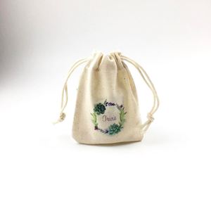 <b>Personalized</b> Cotton <b>Bag</b> Make up Jewelry Cosmetic Birthday Party <b>Bags</b> With Custom Logo Recycle Cotton Muslin Pouches for Girls - Product Image 4