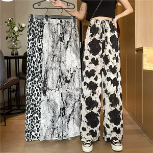 <span class=keywords><strong>Pantaloni</strong></span> da donna in seta di ghiaccio sottile abbigliamento donna Casual coreano <span class=keywords><strong>pantaloni</strong></span> a righe pittura <span class=keywords><strong>pantaloni</strong></span> tinti cravatta - Product Image 1