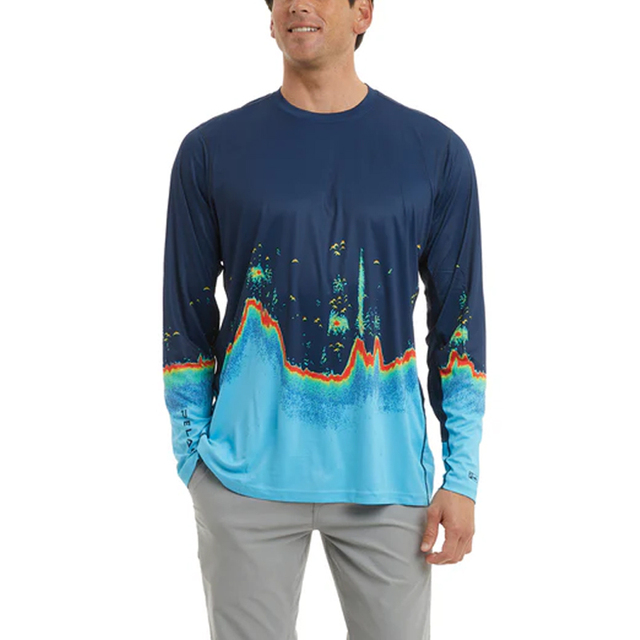 Custom Fishing Shirts Heat-Transfer Printed UPF 50 Waterproof 100% Polyester Breathable Moisture Wicking Stretch Fishing Apparel