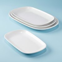 Assiettes rectangulaires en mélamine blanches HCMA, incassables, réutilisables, pour servir des sushis, des salades, pour la restauration, en plastique, pour fondue, barbecue