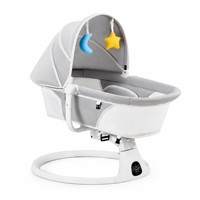 Berceau à bascule pour bébé 2-en-1, balançoire électrique avec 5 niveaux de vitesse, 3 minuteurs, 10 mélodies, Bluetooth et télécommande, moustiquaire