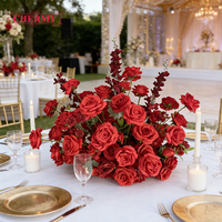 Boule de fleurs artificielles rouges en gros, centre de table de mariage, boule de roses, centre de table, grande composition florale