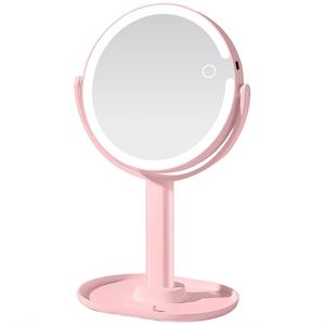 Personalized Desktop Cosmetic <b>Mirror</b> <b>with</b> Magnetized Eyelash Holder 360 Degree Rotation Rechargeable <b>Lighted</b> - Product Image 1