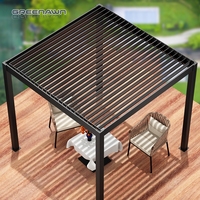Pergola bioclimatique en aluminium Greenawn 3x3m 3x4m 3x5m 3x6m 4x3m 4x4m 4x6m 6x3m 6x4m, pergola électrique avec capteur de pluie