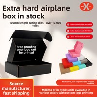 Boîtes d'emballage en carton ondulé extra-résistantes, type avion, noires, carrées, pliables, personnalisées, gaufrées, pour cadeaux