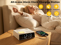 Neue US-Stecker Digitale Tischgeräuschmaschine mit Weißem Rauschen, Schreibtischuhr, Nachtlicht und 15W Schneller Kabelloser Ladefunktion für Mobiltelefone