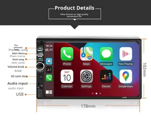 Lecteur multimédia de <span class=keywords><strong>voiture</strong></span> double DIN 7018B Style HD <span class=keywords><strong>avec</strong></span> écran tactile capacitif, Carplay, Phone Link, lecteur MP5 <span class=keywords><strong>avec</strong></span> BT, FM, Android Auto - Product Image 3
