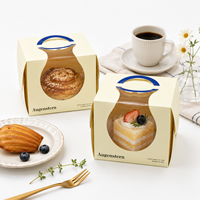 Boîtes à gâteaux biodégradables de luxe avec fenêtre, pelliculage mat, paillettes, emballage de boulangerie personnalisé imprimé pour les célébrations d'anniversaire et de mariage