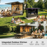 Ensemble de meubles de cuisine d'extérieur modulaires Vestael avec îlot barbecue pour cour, patio et jardin