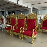 Chaise de trône royale européenne, cadre doré, velours rouge, chaise pour événements de mariage, fourniture d'usine