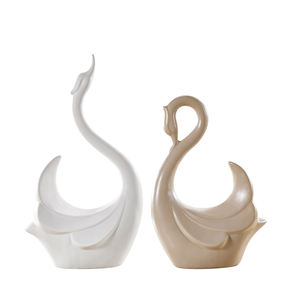 تمثال سيراميك على شكل زوج من البجعات لديكور المنزل - Product Image 1